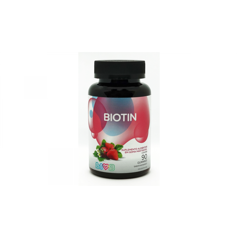Vitamina Biotina 90 Gomas Pectina Importado Morango Livs