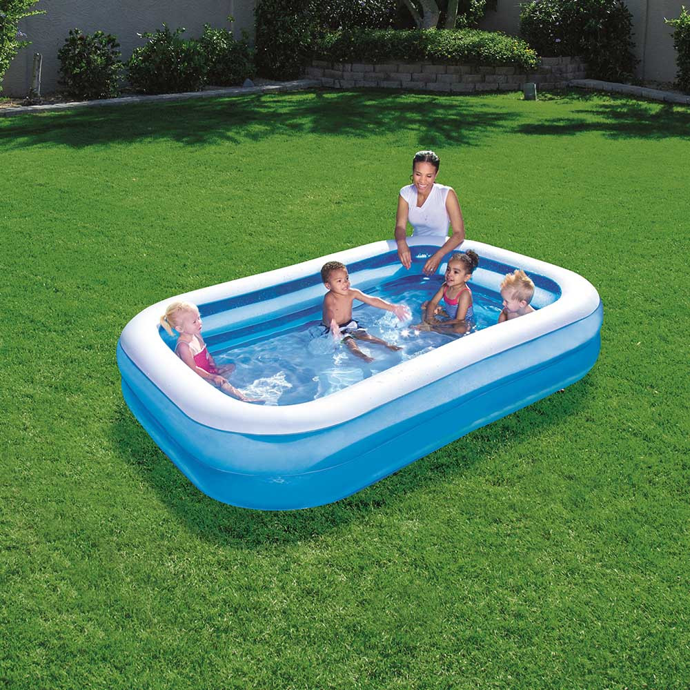Piscina inflável retangular Bestway com capacidade para 778 litros e material resistente