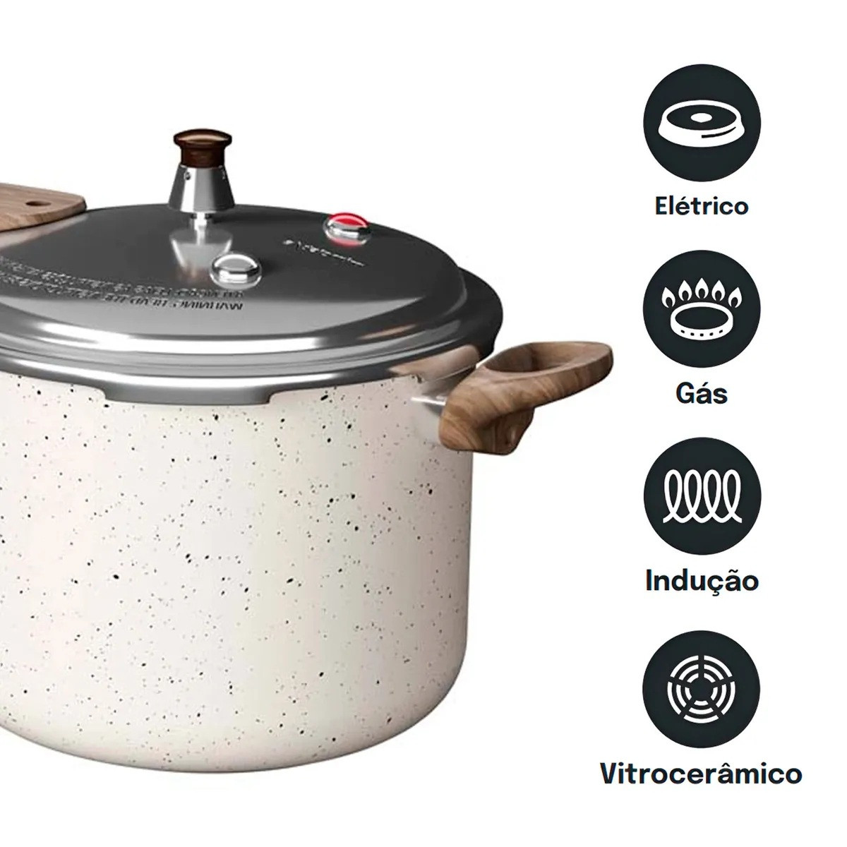 Panela de Pressão Antiaderente 6,8L Revestimento Cerâmico Indução Mimo Style