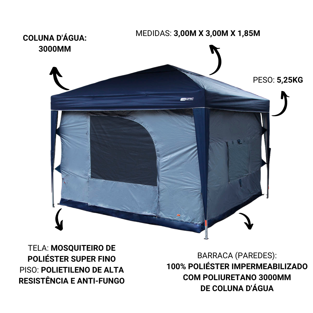 Gazebo Articulado Trixx 3x3 Nautika + Barraca Transform 10