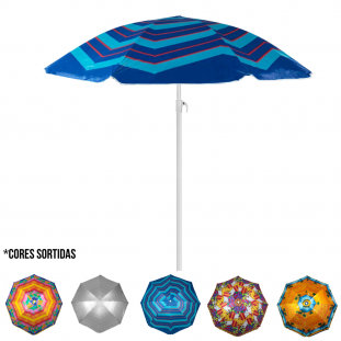 Guarda-sol Praia Classic em Poliamida 1,80m Estampas Sortidas Bel com Silver Coating e Proteção FPS 60