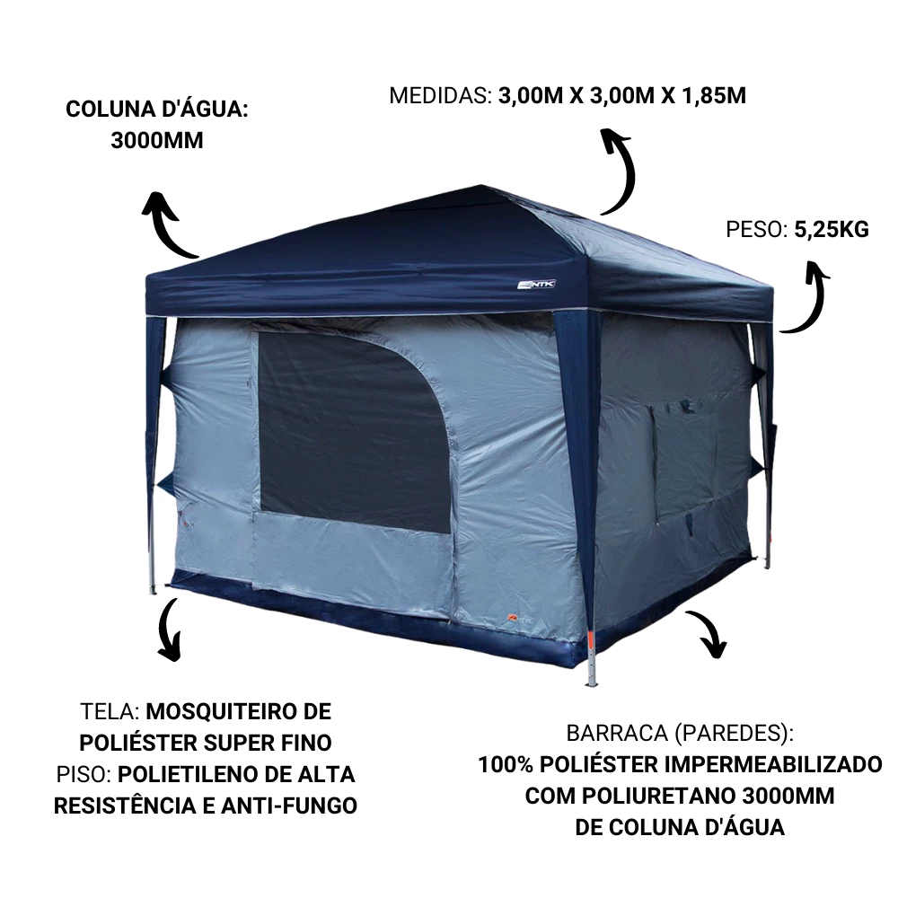 Gazebo Articulado Trixx 3x3 Nautika + Barraca Transform 10