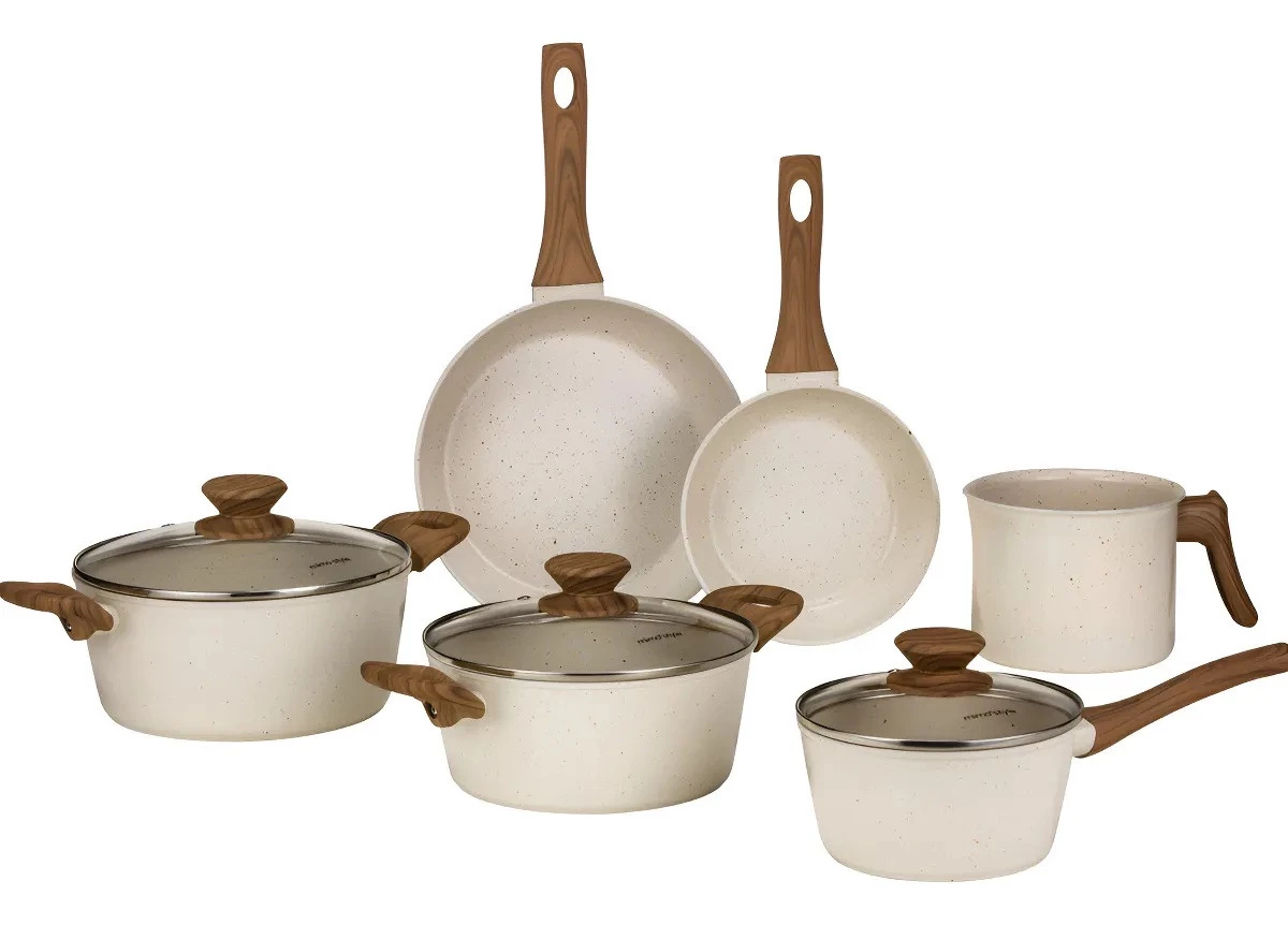 Conjunto De Panelas Indução Cerâmica Fundo Triplo 6 Peças  Mimo Style